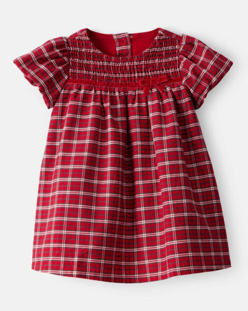 NEW! Carter's Girls Special Occasion Plaid Print Short-Sleeve Dress Size 3M Red